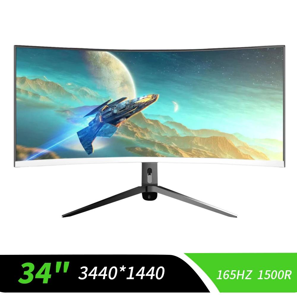 SENMAO PC ̸ , 165Hz 4K Ips LCD ÷, HD  ũž ̹ ǻ ȭ, HDMI 1500R  ȭ, 34 ġ